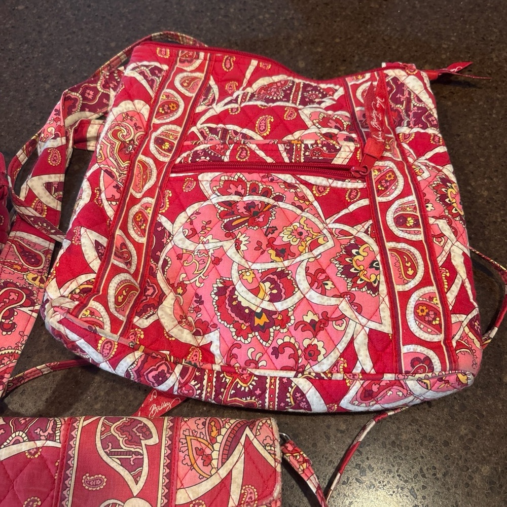 Vera Bradley Rosies Posies Pattern 3 piece Shoulder Bag